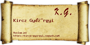 Kircz Györgyi névjegykártya